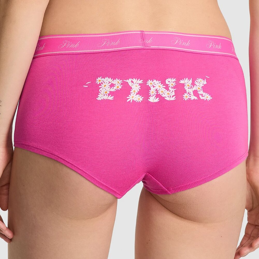 Victoria's Secret PINK Logo Cotton Boyshort Panty XL Pink Gossip Butt Graphic